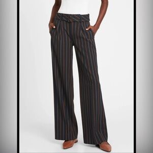 NWT Banana Republic navy striped wide leg belted pant size 12